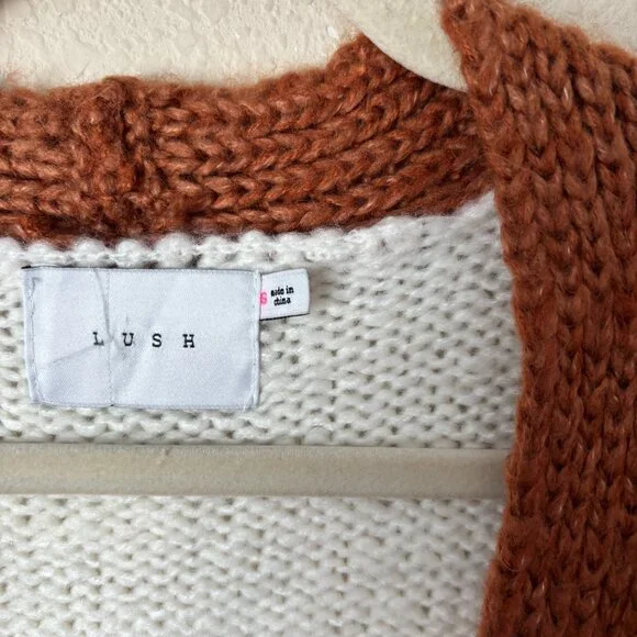 Lush Cozy Wool Blend Oversized Grandpa Colorblock Cardigan Sweater - Picture 4 of 12